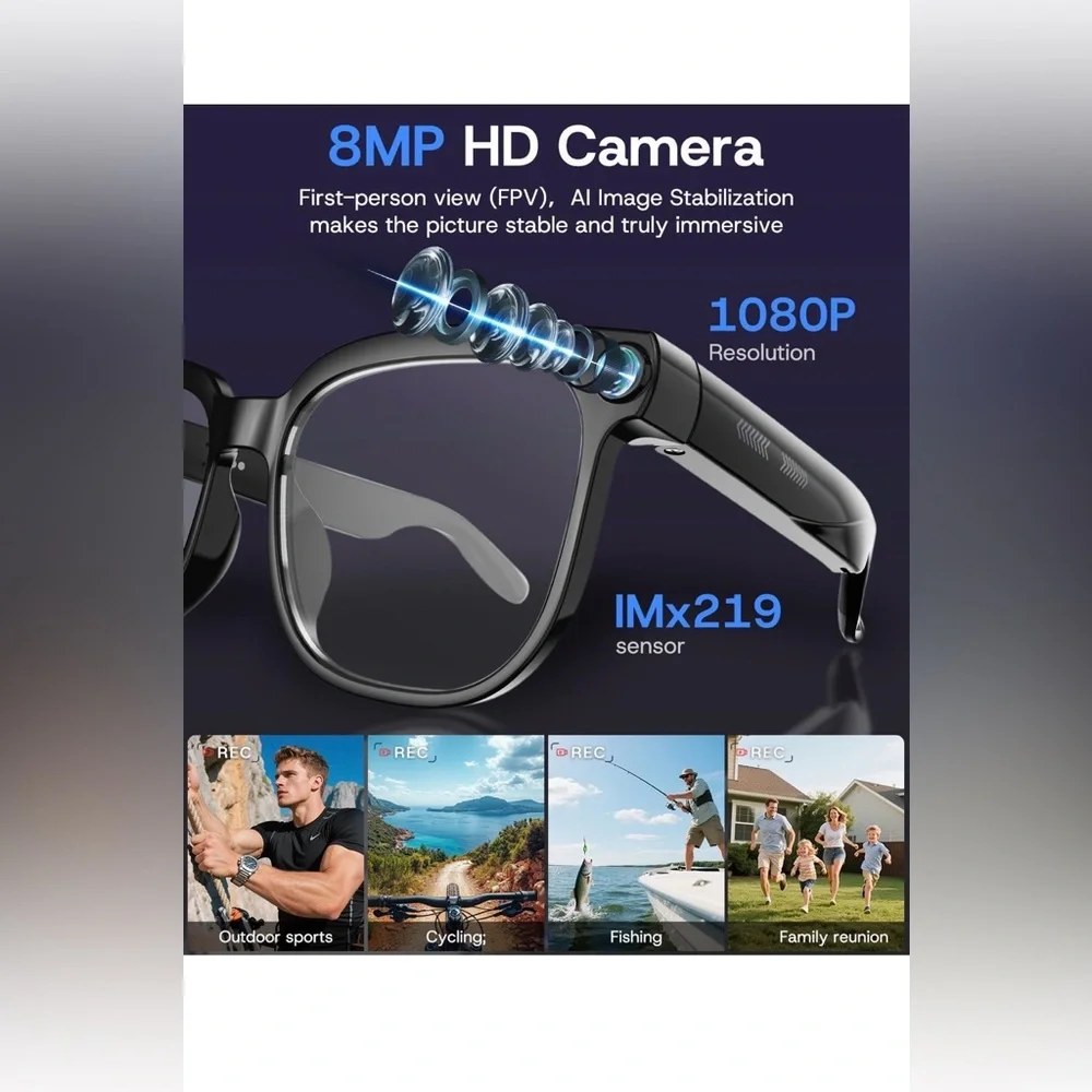 AI Smart Glasses with Bluetooth for Men and Women with 8 MP Camera